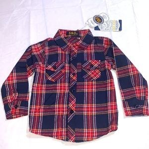 Plaid cotton shirt boys 18-24 months 92cm buttons classic plaid kids 2T classic